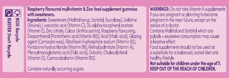 Bassetts Kids Multivitamins 7-11 Years Raspberry Flavour 60 Gummies 60 count (Pack of 1) New - 11 Nutrients 60 Gummies