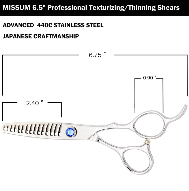 6.5" Professional Texturizing Scissors Hair Thinning Shears Cutting Teeth Shears Japanese Stainless Steel Blue