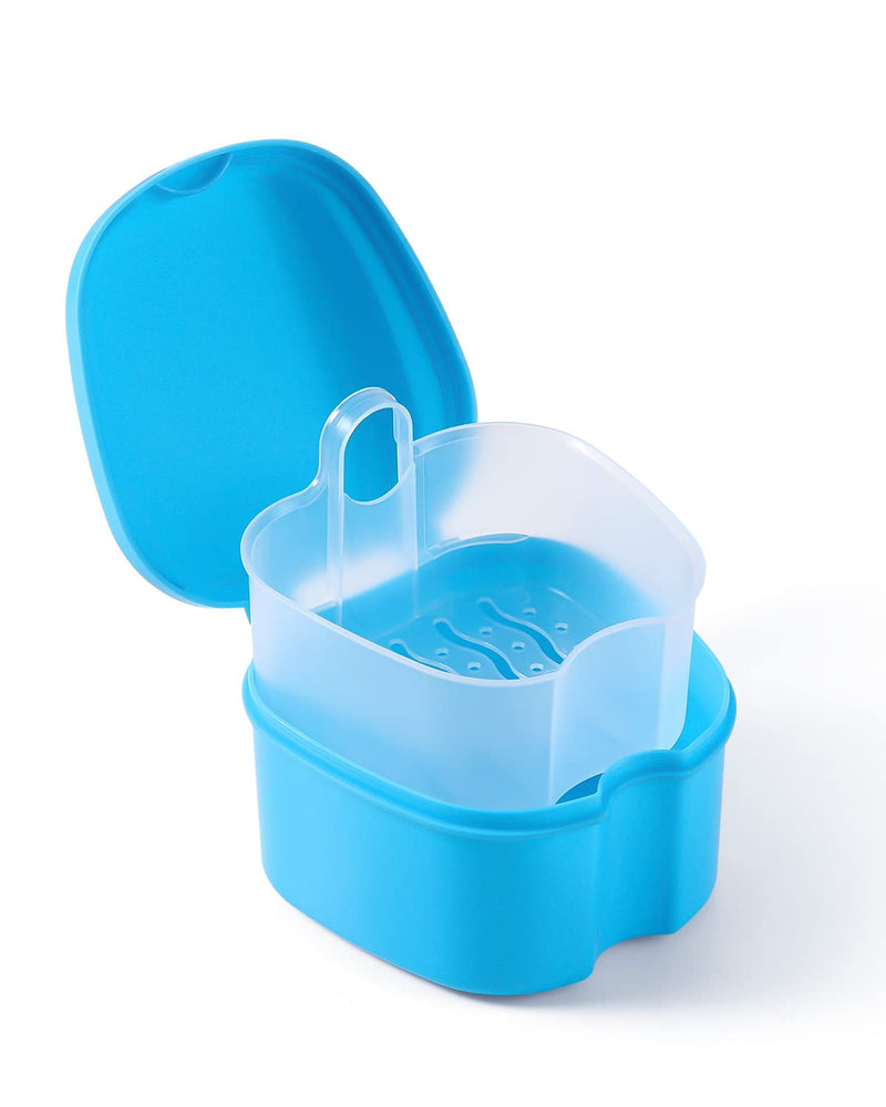 [Australia] - JMU Denture Case Denture Cup with Lid Orthodontic Retainer Case with Strainer Basket Tray Denture Cups for Soaking Dentures 