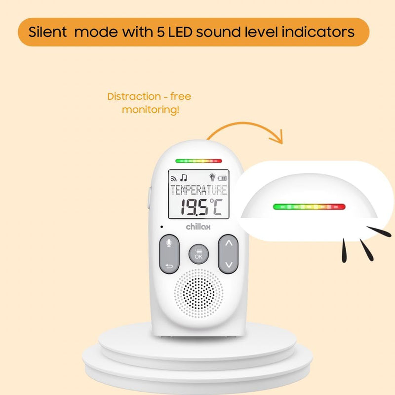 [Australia] - Chillax Baby 360 Digital Audio Monitor | 4-in-1 Baby Monitor with Night Light, Soothing Sound Machine, Room Temperature Sensor & Long-Range DECT 6.0 Audio | Portable & Rechargeable with Two-Way Talk 