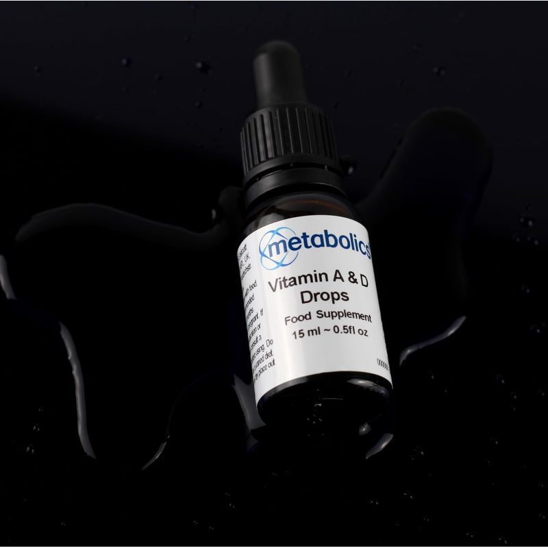 Metabolics Vitamin A & D Liquid | Essential Kids Vitamin D Drops - D3 Supporting Normal Vision, The Immune System & Maintaining Normal Bones - Made in The UK