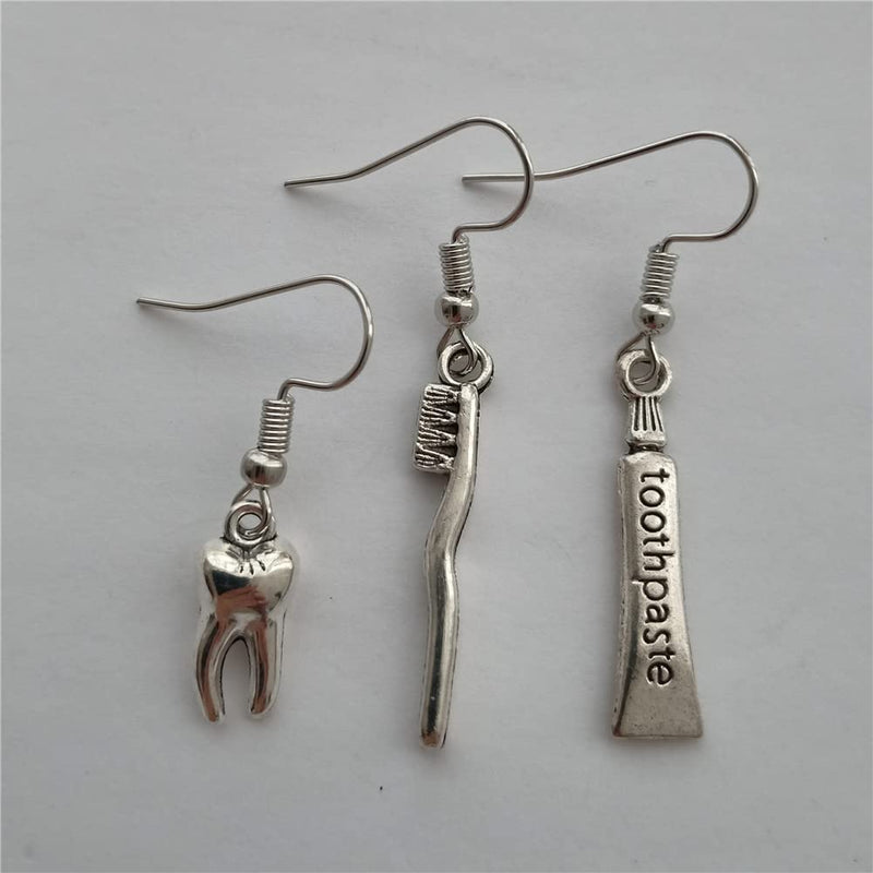 [Australia] - 3pcs Tooth Earrings Set, Toothpaste and Toothbrush, Cute Teeth Jewelry, Mom 