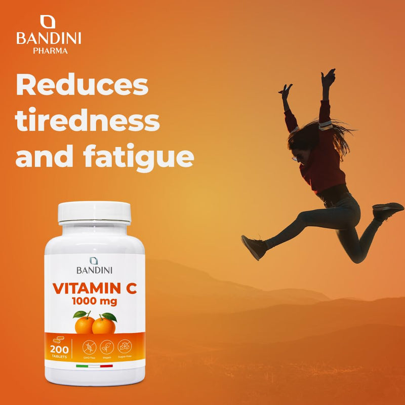 Bandini® Vitamin C 1000mg 200 Tablets (+6 Months) | Supports Immune System & Skin Health | High Strength for Healthy Bones, Nails, Hair | 100% Vegan L-Ascorbic Acid | Antioxidant Supplement, Non-GMO