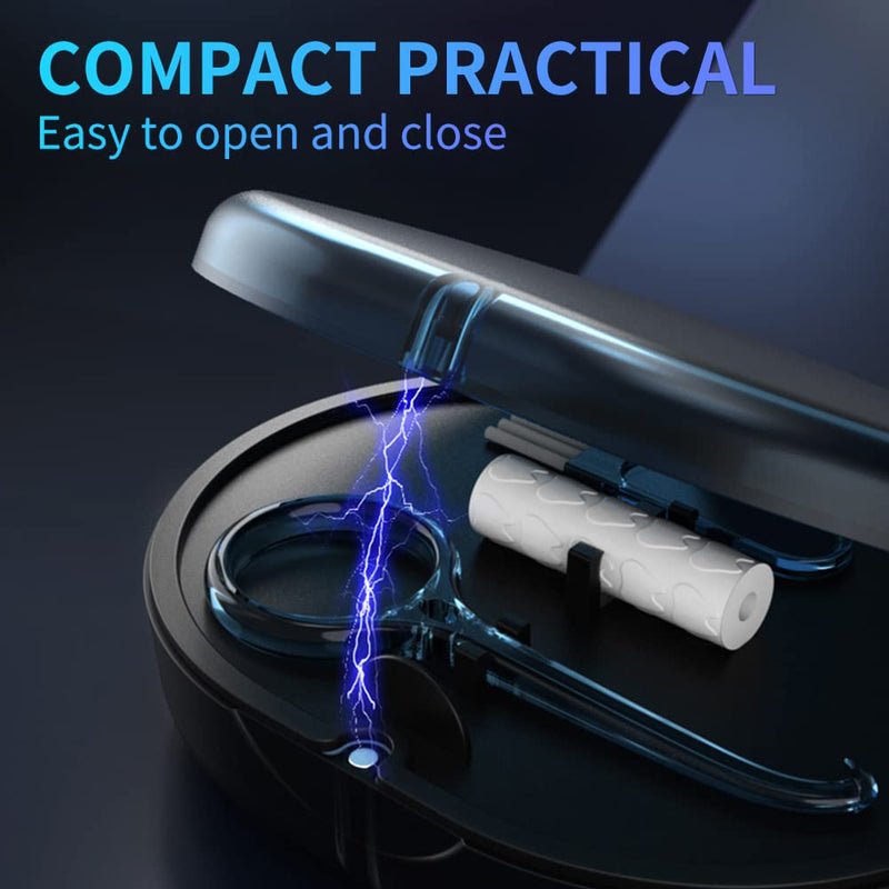[Australia] - 2 Pack Blue New Double-layer Aligner Case with Belt Chewing,Removal Tool,Cleaning Brush,Built in Mirror Orthodontic Case 