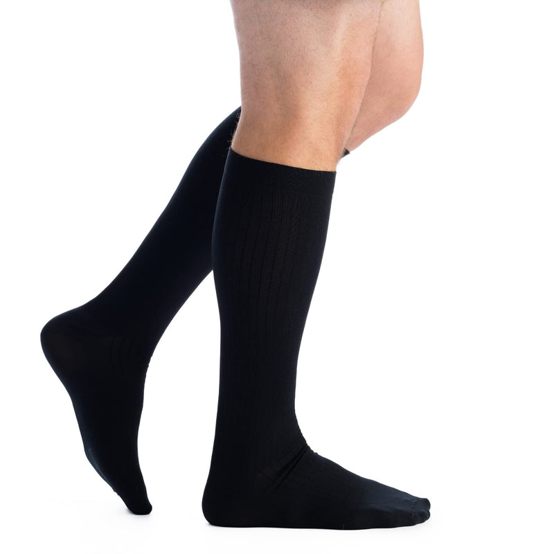 Men’s Knee High 20-30 mmHg Graduated Compression Socks – Moderate Pressure Compression Garment Large Black