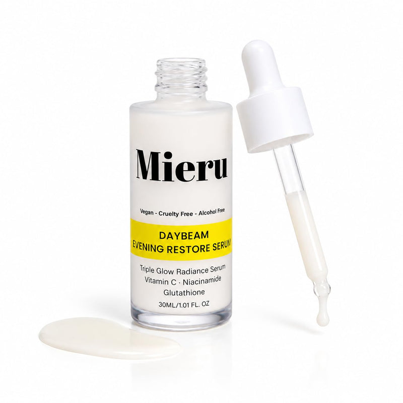 MIERU Brightening Face Serum for Dark Spots & Hyperpigmentation | Overnight Treatment with Glutathione, Vitamin C, Ceramides & Hyaluronic Acid | Anti Aging Night Serum 1oz