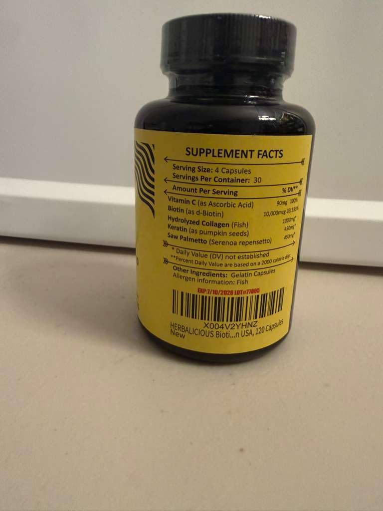 HERBALICIOUS Biotin Collagen Keratin Capsules with Saw Palmetto – Hair Skin Nails Support Formula with Vitamin C – Biotin – Made in USA – 120 Capsules