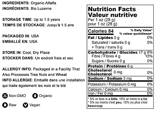 [Australia] - Food to Live Organic Alfalfa Powder, 8 Ounces - Non-GMO, Made from Raw Dried Whole Young Leaves, Vegan, Bulk, Great for Baking, Juices, Smoothies, Shakes, Tea, Drinks. for Dietary Fiber and Protein 8 Ounce (Pack of 1) 
