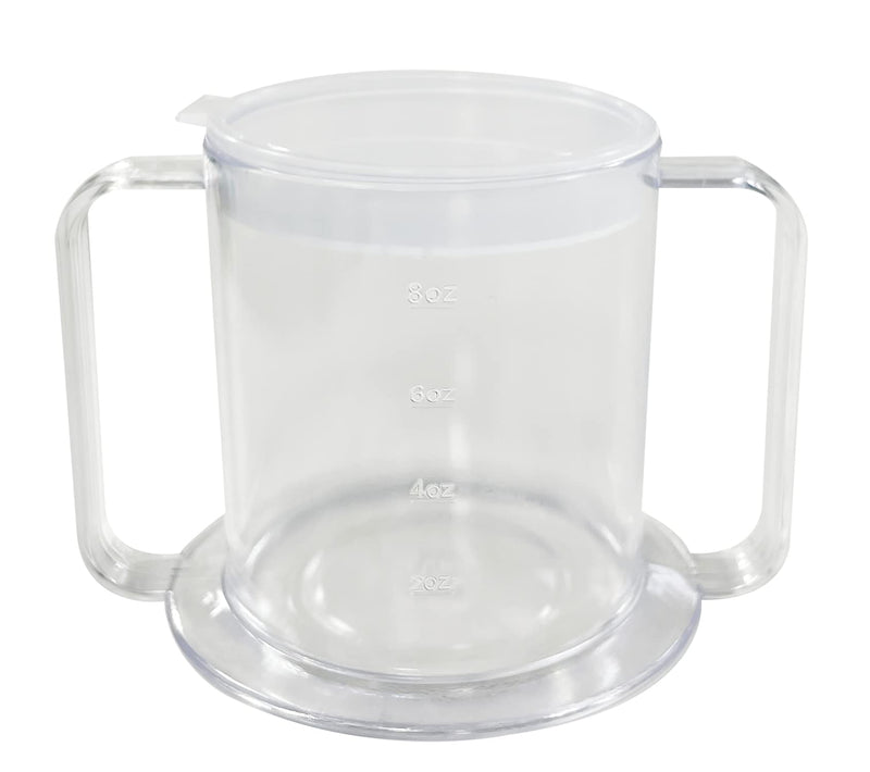 2-Handle Adult Sippy Cup Wide Base Mug with Transparent 2 Style Lids Lightweight Drinking Cup with Easy-to-Grasp Handles for Hot and Cold Beverages Spill-Resistant Prevents Tipping Beakers for Elderly