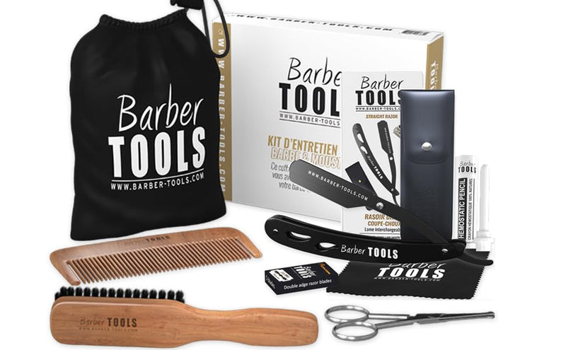 [Australia] - Beard care set: beard oil, transparent shaving gel, razor with kohl scissors, beard brush, beard comb, scissors, storage bag 