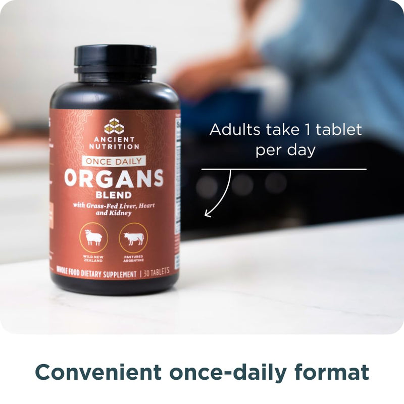Ancient Nutrition Grass-Fed and Wild Organ Blend Tablets, Once Daily Once Daily Organ Blend