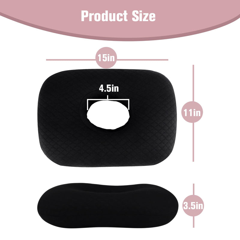 Ear Piercing Pillow for Side Sleepers, Ear Pillows with Holes for Pain, Earring Inflammation Pressure Sores, Cotton Earring Pillow for CNH Side Sleepers Black