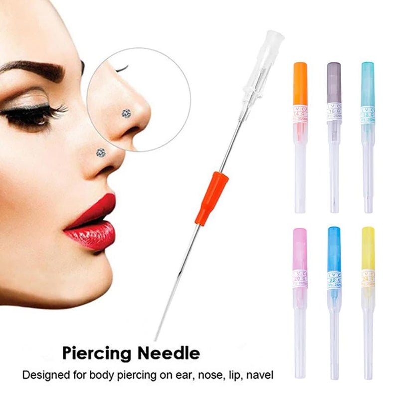 [Australia] - Caphstion 50pcs 24G Disposable Catheter Piercing Needles Stainless Steel Body Piercing Needles for Lip Eyebrow Navel Earrings, Yellow 