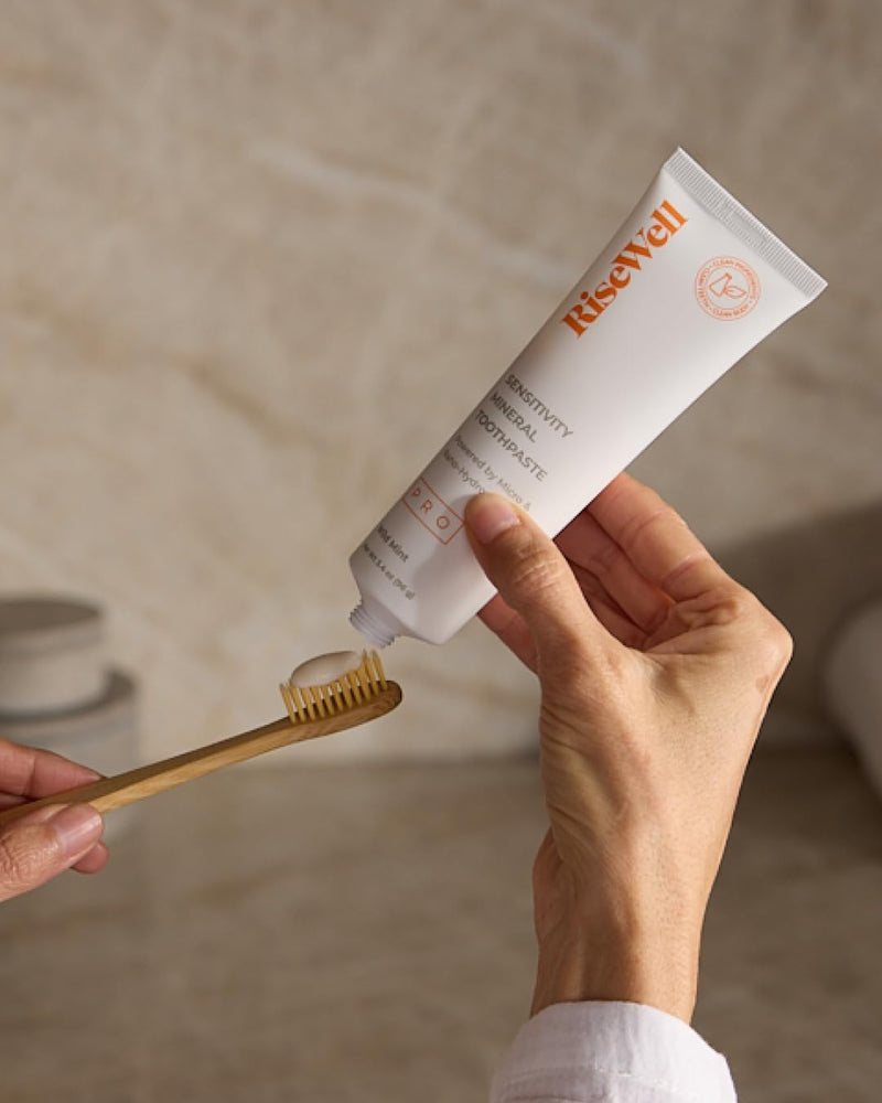 RiseWell PRO Mineral Toothpaste - Micro & Nano Hydroxyapatite Toothpaste with Xylitol for Sensitive Teeth -Safe to Swallow Dental Care, Natural Teeth Whitening for Daily Dental Hygiene (Wild Mint)