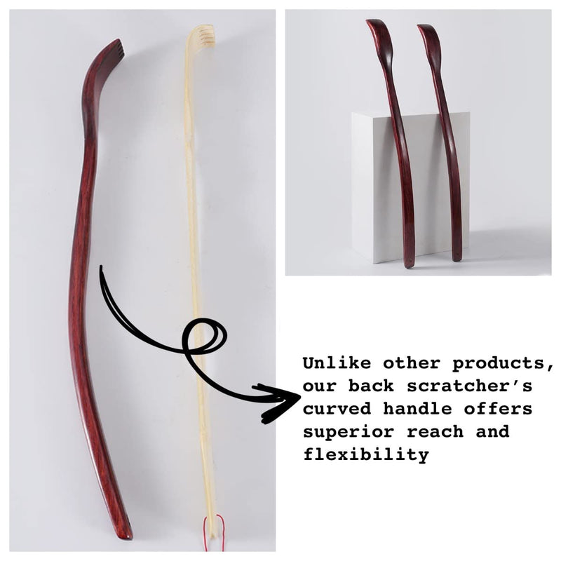 [Australia] - Oversized Wooden Back Scratcher: 18'' Extended Curved Handle for Better Reach, Handcrafted to Perfection, Instant Itch Relief, Gentle on Skin Leave No Scratch Marks (Brown) Brown 
