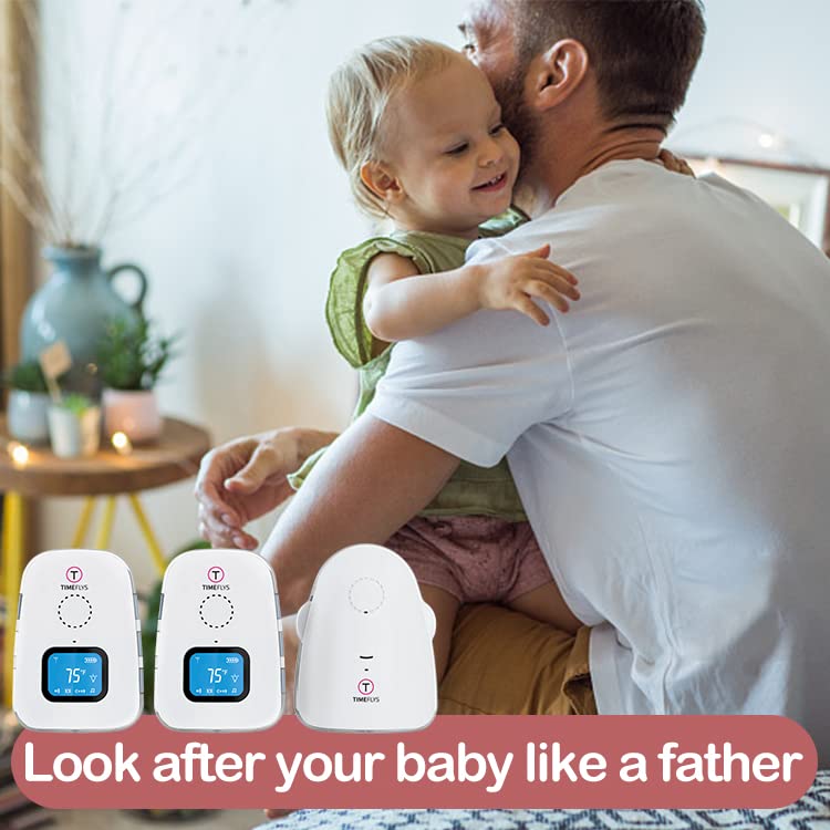 [Australia] - Audio Baby Monitor TimeFlys Twin Crown,Temperature Monitoring,Vibration,Lullabies,Rechargeable Battery,Talk Back Intercom,USB Connection,Zero Emission at Night Mode,Long Range up to 1000 ft 