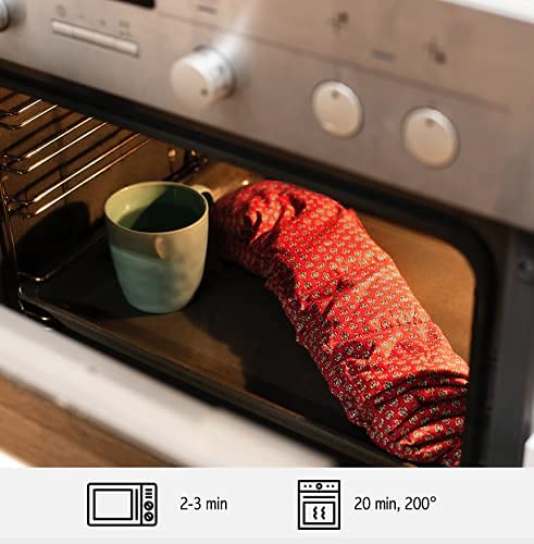 [Australia] - Exclusive Renate's grain pillow - cotton heat pillow - microwave - size XL (approx. 60x40cm) with organic wheat - first-class warmth in winter - for tall people - gift idea (red, XL) red 