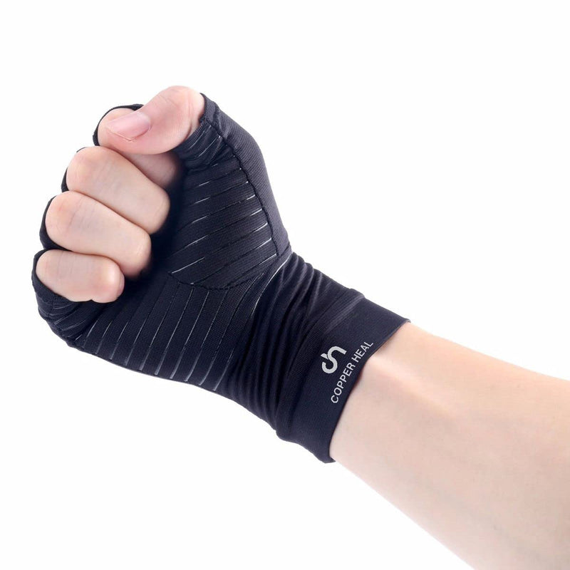 [Australia] - COPPER HEAL Compression Gloves Size L Bundle – 1 Full Finger + 1 Fingerless Pair – 88% Copper Infused – Arthritis & Pain Relief – SAVE 20% 