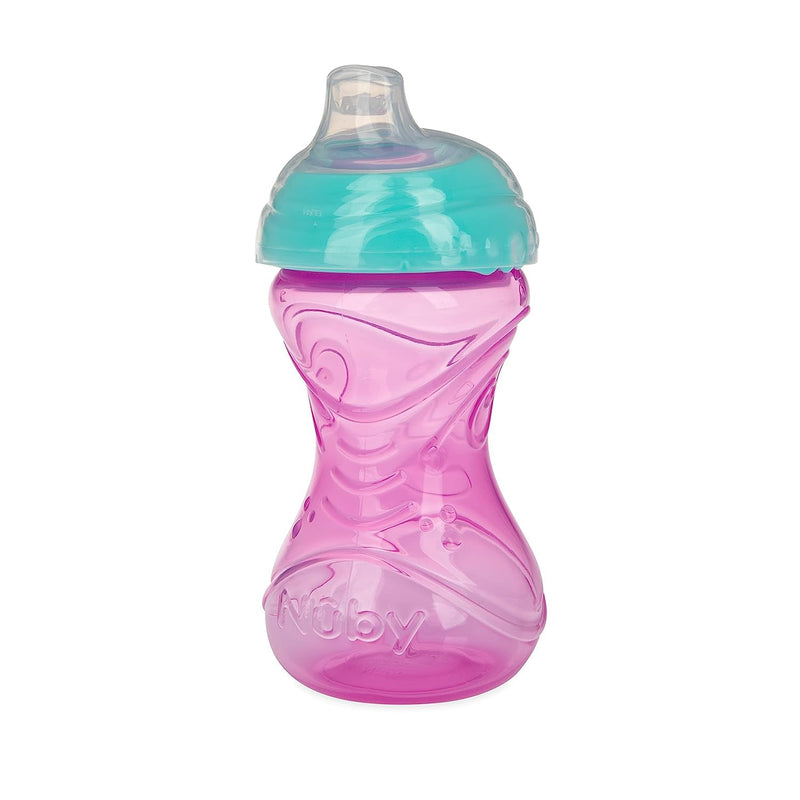 Nuby Clik-It Soft Spout No-Spill Easy Grip Sippy Cup for Girls - (3-Pack) 10 Oz - 6+ Months Girl