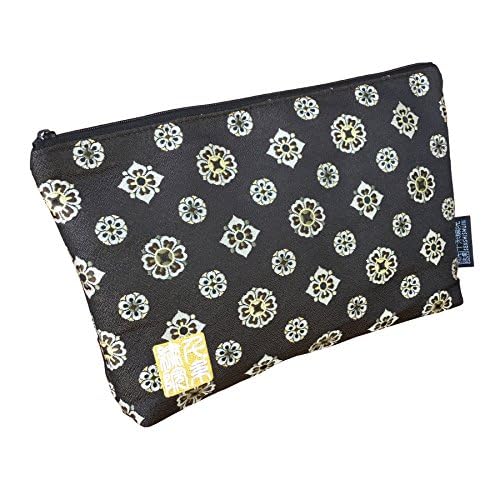 千糸繍院 Brocade zipper pouch, lined with Nishijin brocade, size M. (Shosohanabishimon)