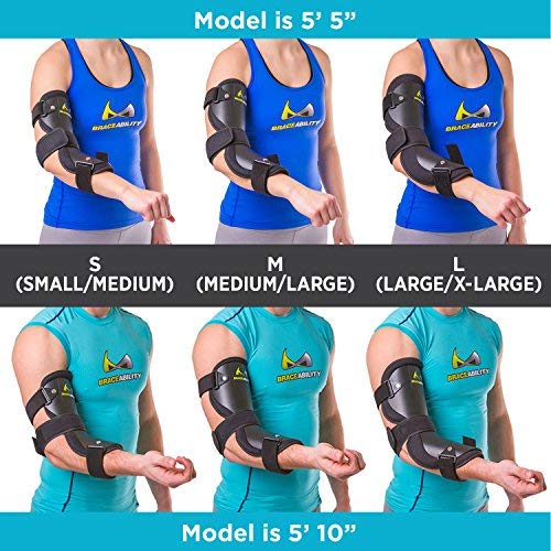 BraceAbility Cubital Tunnel Syndrome Elbow Brace | Splint to Treat Pain from Ulnar Nerve Entrapment, Hyperextended Elbow Prevention and Post Surgery Arm Immobilizer - L (LARGE/X-LARGE)