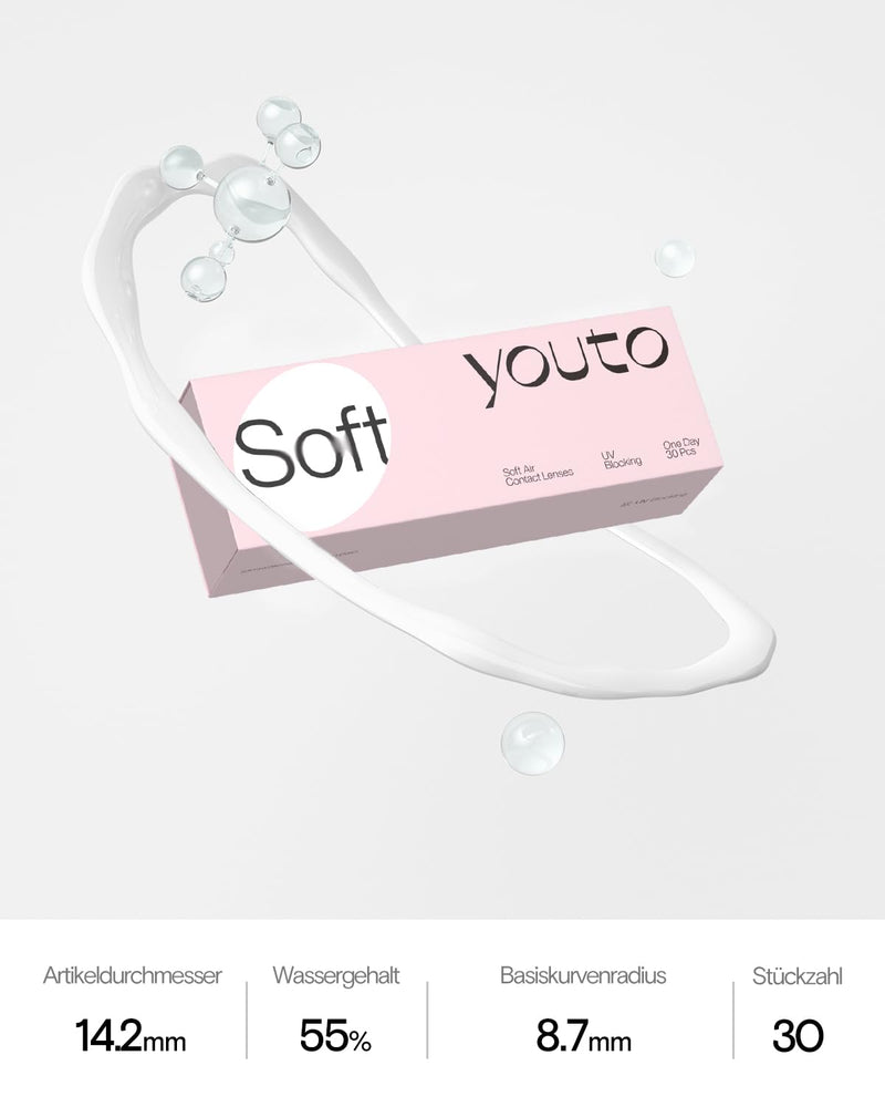 [Australia] - youto soft daily lenses, pack of 30, daily contact lenses, UV protection and high wearing comfort, BC 8.7 mm, DIA 14.2 mm -2.00 diopters 