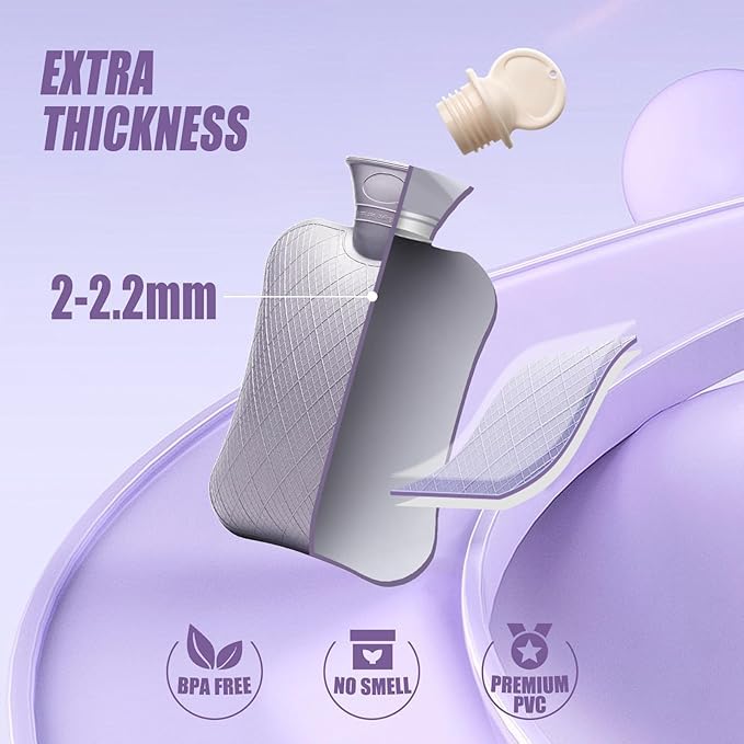 [Australia] - FORICOM Hot Water Bottle - 1.8L PVC Hot Water Bottle with Soft Cover, BPA Free and Odorless for Pain Relief and Hot/Cold Therapy to Relieve Pain Pink 1.8L 