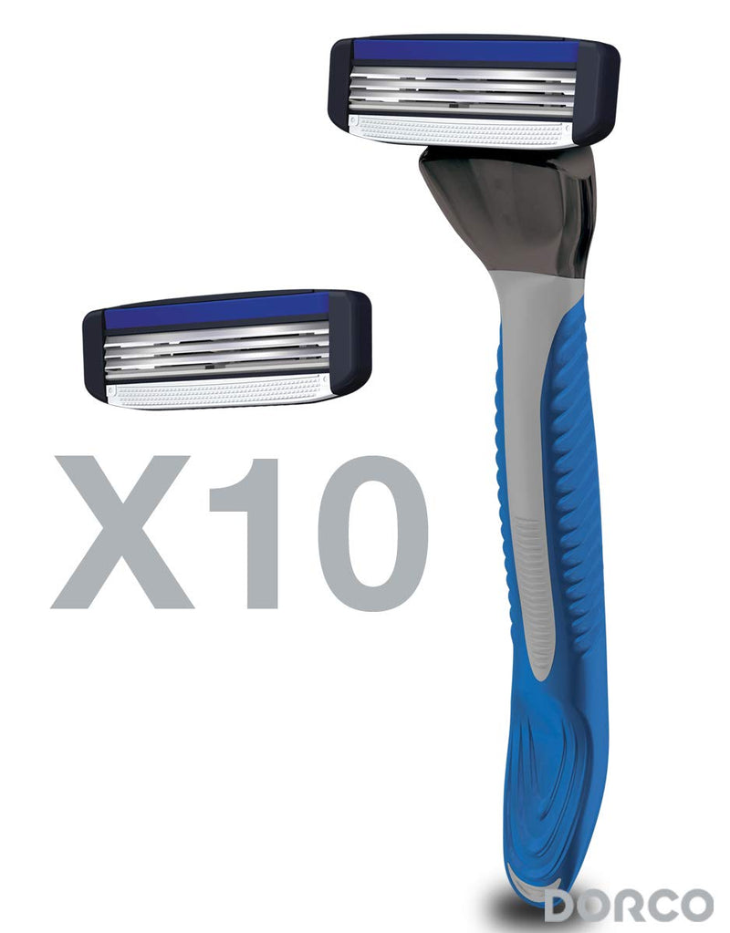 [Australia] - Dorco Pace 3 - Three Razor Blade Shaving System- Value Pack (10 Cartridges + 1 Handle) 11 Piece Set 
