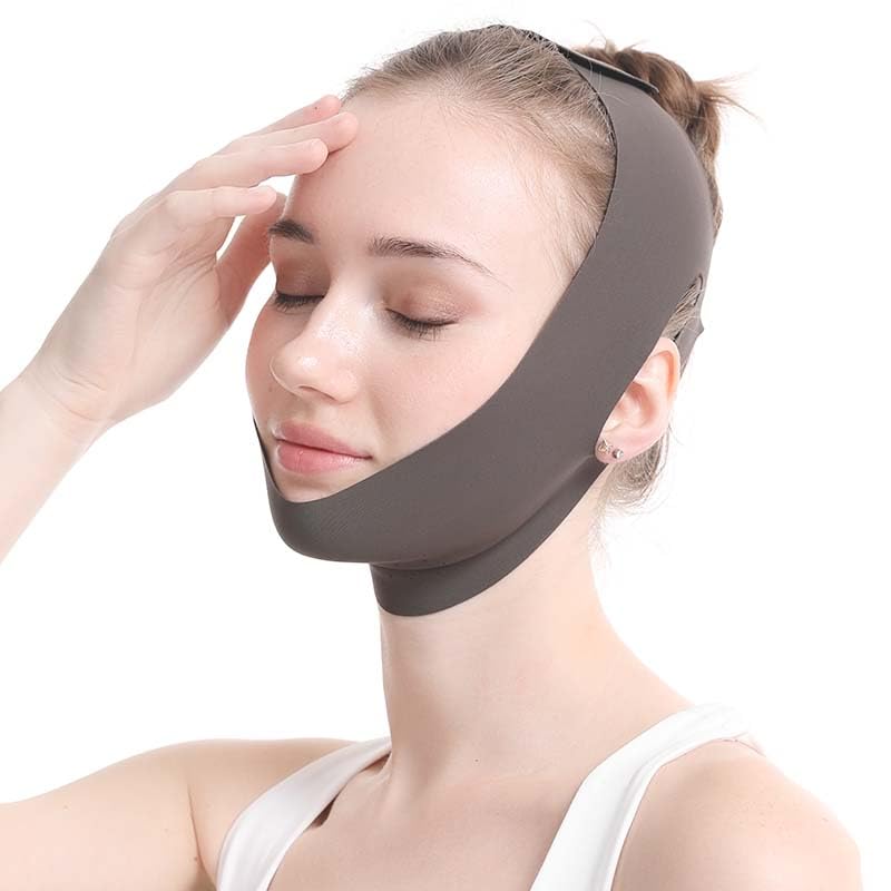 V-Line Face Slimming Strap, Double Chin Reducer Mask, Adjustable Facial Lifting Bandage, Gray