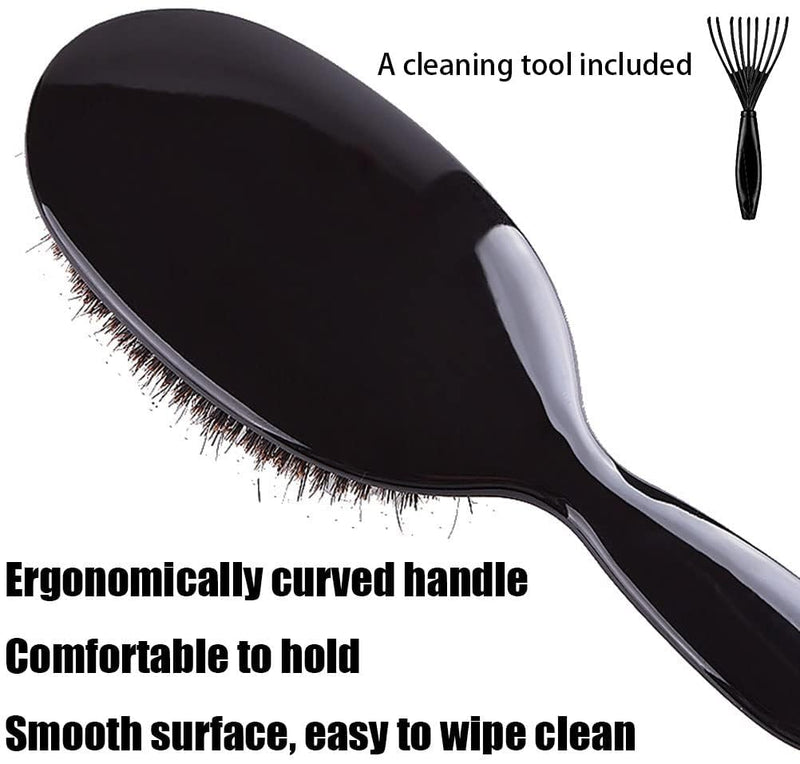 ﻿Boar Bristle Detangling Paddle Hair Brush and Comb Set for Women Men, Anti-frizz Styling Hairbrush for Curly Fine Wavy Natural Tangled Hair, Boar Nylon Bristle Cushioned Brush 1.0