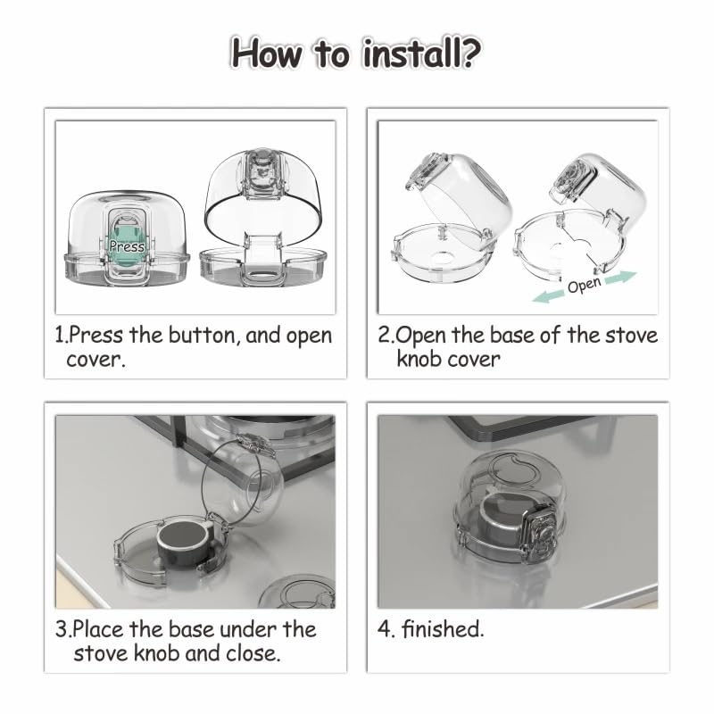 [Australia] - Family's favorite 5pcs Stove Knob Covers for Child Safety, Universal Size for Any Stove Size, Child proof Oven Knob Covers for Kids and Pets, Heat Resistant, Waterproof, 5 PCS, with Adhesive 