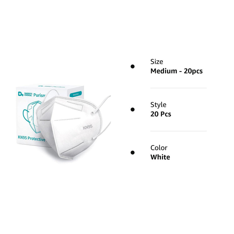 [Australia] - Daddy's Choice KN95 Purism Face Mask, 5-Layer, White, Pack of 20 