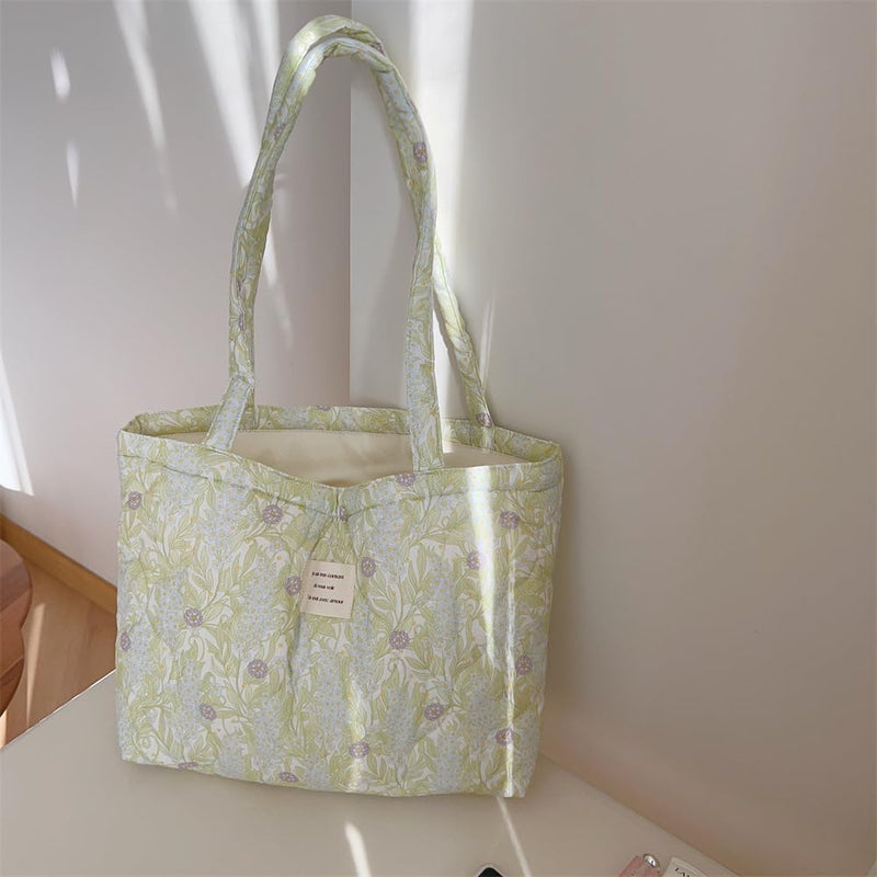 Floral Quilted 3-in-1 Bag Set for Wome Cotton Large Shoulder Tote with Medium Cosmetic Bag Mini Organizer Pouch A039 Purple
