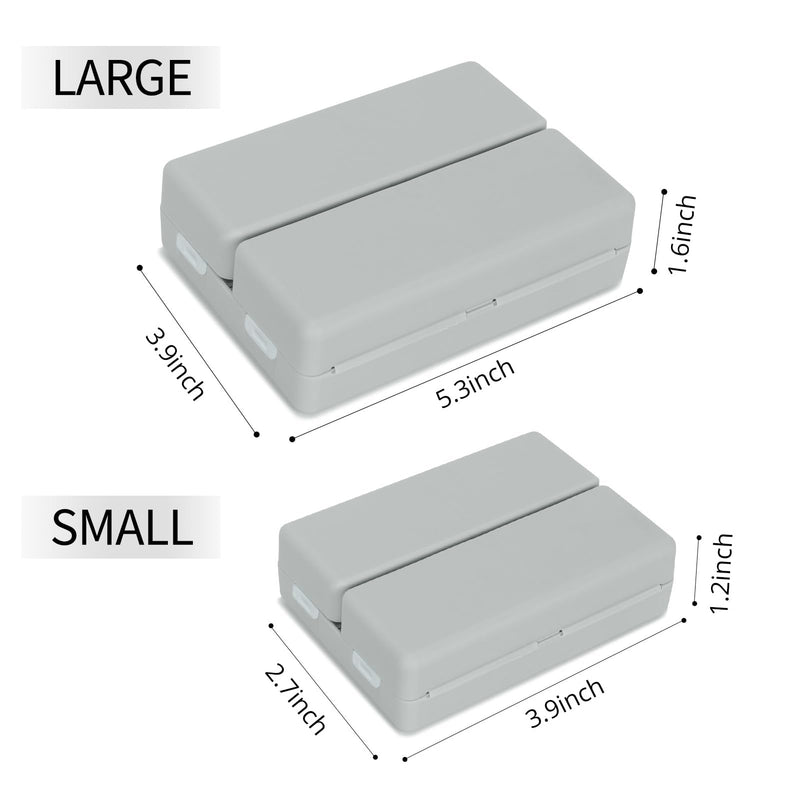 FYY Travel Pill Organizer, Pill Box Medicine Case-2pcs Grey | Easy to Use, Privacy Protection,Magnetic Foldable Pill Case for Purse or Pocket to Hold Vitamins,Supplements,Medication,2 Pcs Large (1 Piece), Small (1 Piece)