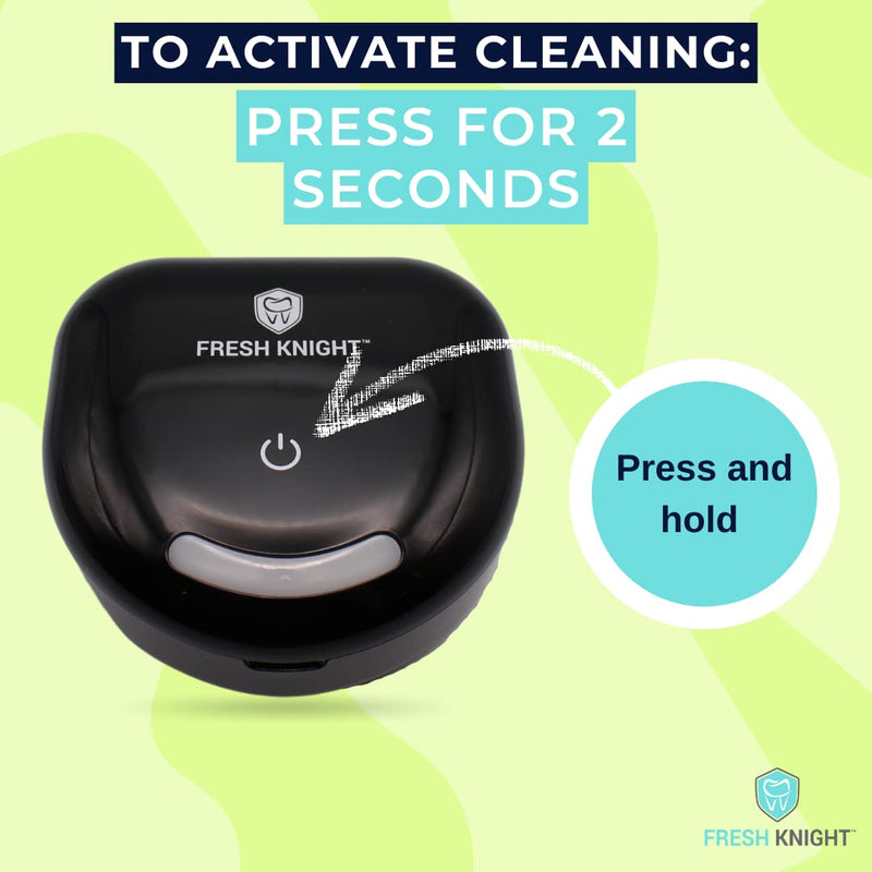 [Australia] - FRESH KNIGHT UV Retainer Case | UVC Retainer Cleaner, Disinfects Cleans and Removes Odors, Mouth Guard Case, compatible for Invisalign Container (Black-UV) Black UV 1 Box 