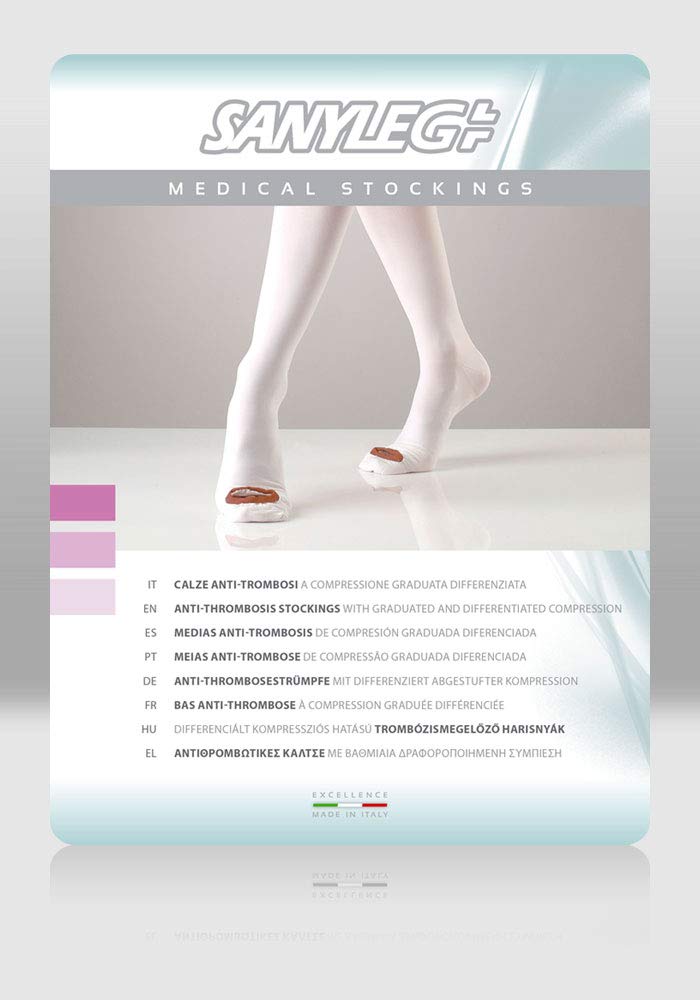 [Australia] - Sanyleg - anti-thrombosis and anti-embolism stockings, differentiated graduated compression, hold-up with inspection hole and silicone tip, size medium, length 70-80 cm 