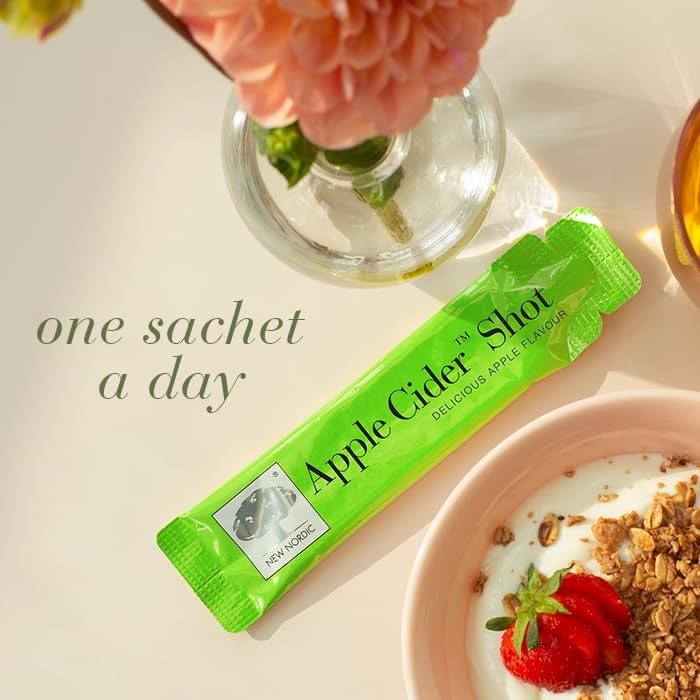 New Nordic Apple Cider Vinegar Shot, Liquid Sachets with Artichoke, Dandelion and Chromium, 15 Sachets 15 Sachets (Pack of 1)