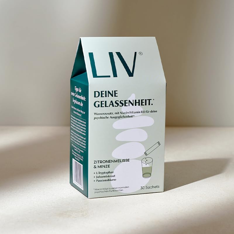 [Australia] - LIV dietary supplement for dissolving in water - plant substances, L-tryptophan and vitamins for more serenity in everyday life | 100% vegan, high bioavailability | Lemon balm & mint 30 pieces 