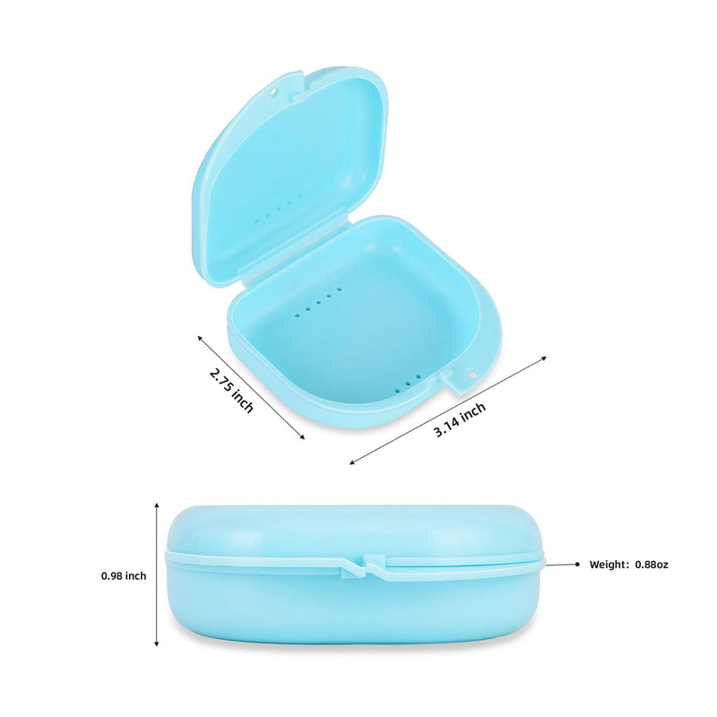 [Australia] - Dental Mouthguard Container Orthodontic Retainer Case with Vent Holes, Denture Holder Box Clear Aligner Case Slim for Household|Travel|Office - Bluish - Light & Easy to Carry 