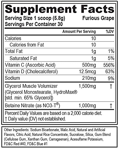 [Australia] - EVL PumpMode Nitric Oxide Supplement - Nitric Oxide Booster Pump Pre Workout Powder with Glycerol and Betaine for Muscle Recovery Growth and Endurance - Stim Free Pre Workout Drink (Furious Grape) Furious Grape 