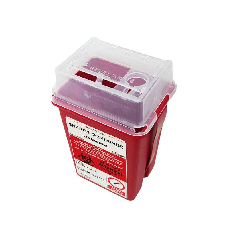 [Australia] - Sharps Container, Jabware, 1 Quart, in Home and Lab Usage Biohazard Needle and Syringe Disposal (Pack of 1) Red 