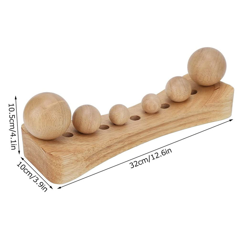 [Australia] - Wooden Point Massager, Psoas Muscle Release Tool, 6 Massage Heads, Back, Waist, Shoulder, Neck, Hips, Pelvic Correction, Manual/Hand-Powered 