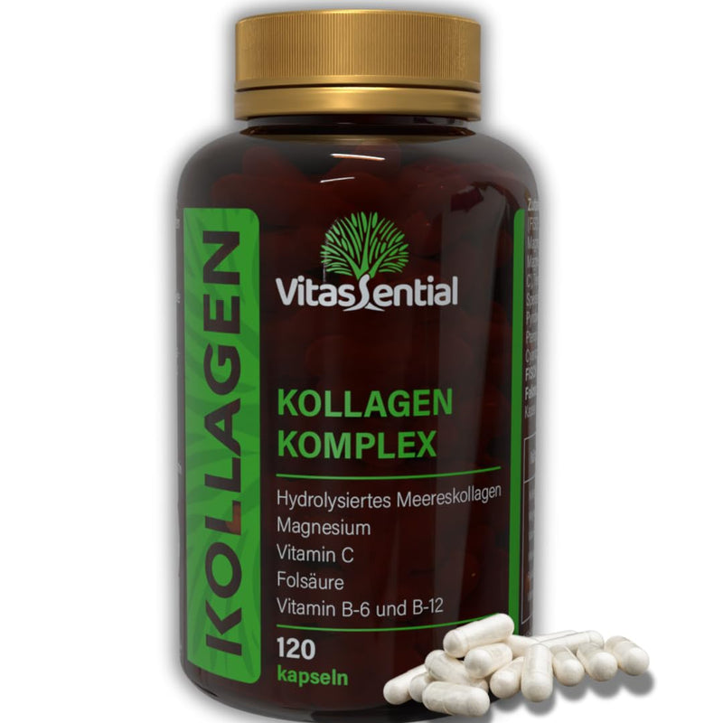 [Australia] - Vitassential Collagen Complex - Hydrolyzed Marine Collagen Peptide with Magnesium, Vitamin C, B6, B12, Folic Acid for Joints, Skin, Hair and Nails - 120 Capsules 