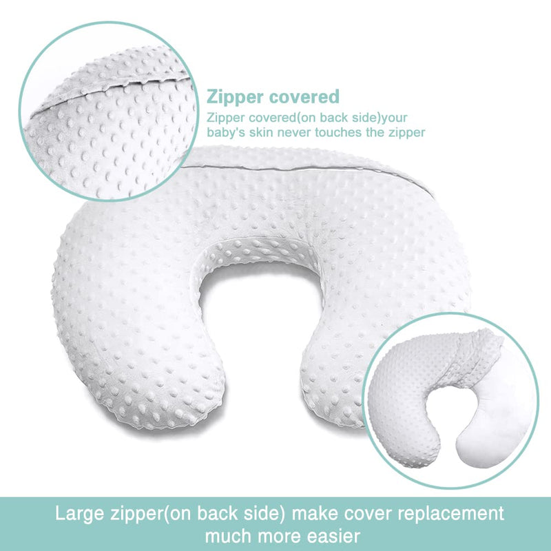 [Australia] - OWLOWLA 2Pack Nursing Pillow Covers Set White&Khaki Breastfeeding Pillow Slipcover Fits Naked Nursing Pillow for Baby Boy Girl(White/Khaki) White/Khaki 
