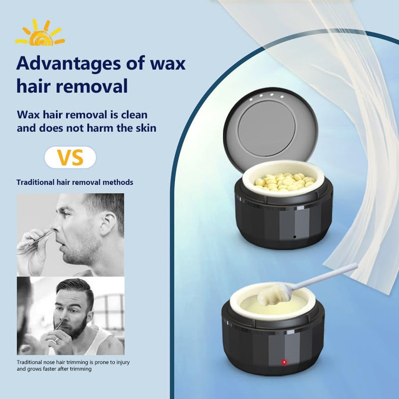 Nose ear wax kit men, Nose Hair Waxing Kit with 50 g Wax, 15 Applicators, 5-10 Times, Ear Hair Removal Kit For Men and Women, Usb Rapid Heating, Constant Temperature, Painless, Black