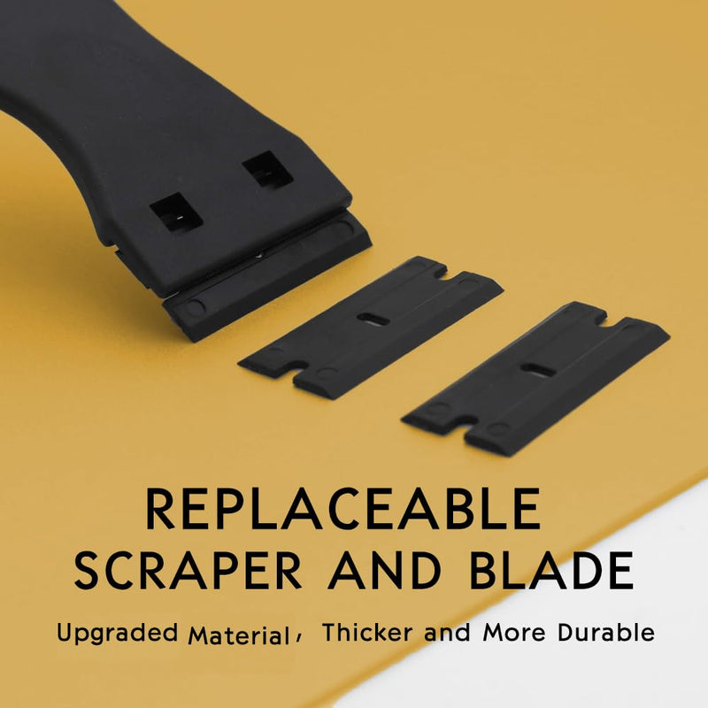 [Australia] - Hair Extensions Tape Remover Kit Tool with Tape Remover Board Razor Scraper Plastic Blades Car Window Sticker Label Glass Floor Kitchen Adhesive Tape Removal Tool Black 