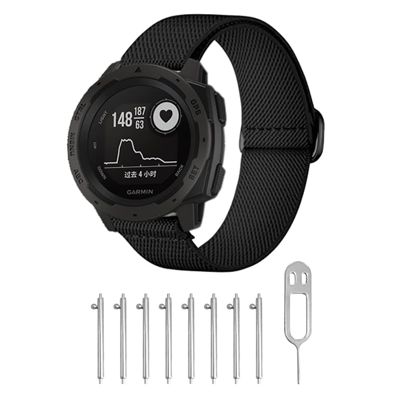 [Australia] - 3 Packs Stretchy Nylon Bands Compatible with Garmin Instinct/Instinct 2 Solar, 22mm Sport Breathable Wristband for Garmin Instinct Tactical/Solar/Tide/Esports Black/Gray/Army Green 