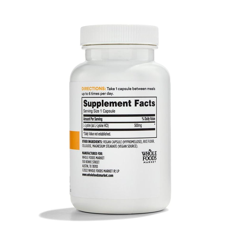[Australia] - 365 By Whole Foods Market, L Lysine 500 Mg Vegetable Capsules, 100 Count 