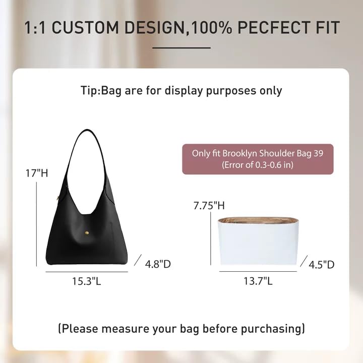 Purse Organizer Insert for Coach Brooklyn 39 Bag | Soft, Lightweight Dupont Paper Tote Shaper & Divider | Water-Resistant with 9 Pockets(Brooklyn 39, White yellow-brown)