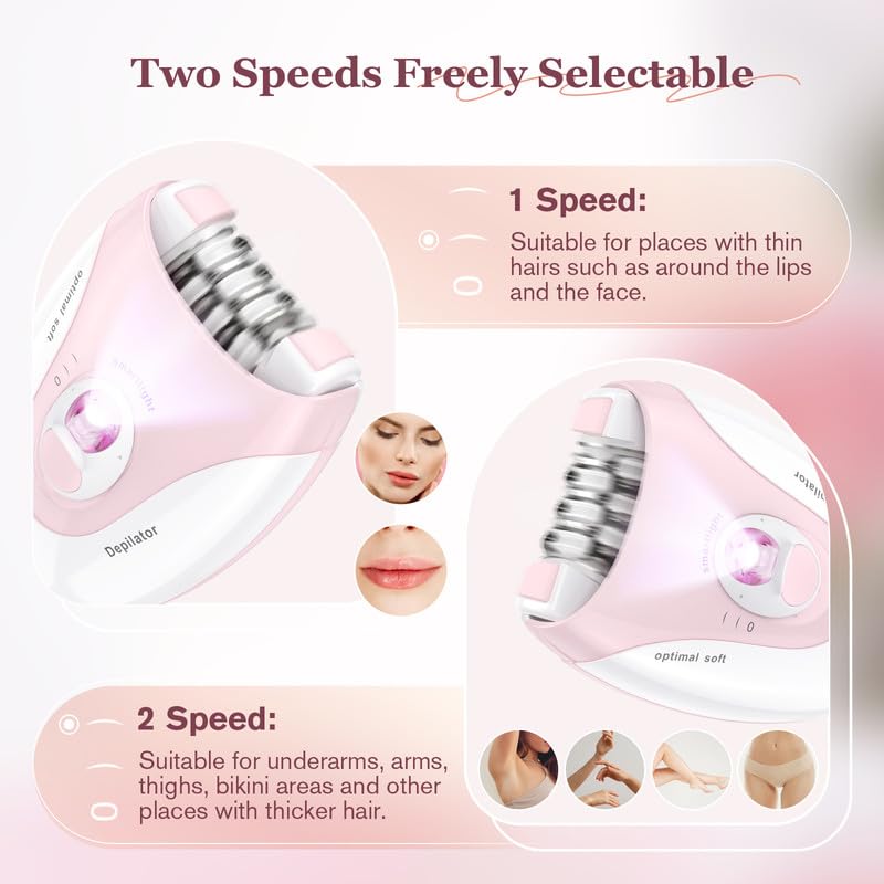 [Australia] - Epilator for women, facial epilator women, wireless electric epilator for facial and body hair remover, epilator with LED light for women, face, body, armpit, bikini, leg 